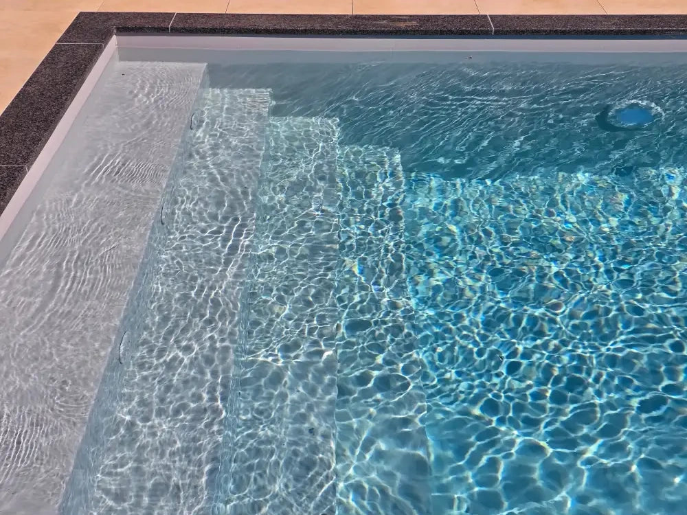 Pooltime Exclusive PP pool, 12 mm – 4 x 12 x 1.5 m, modern design, clear blue water, tiled edges, buy a pool or pool enclosure Pooltime Exclusive PP pool, 12 mm – 4 x 12 x 1.5 m, modern design, clear blue water, tiled edges, buy a pool or pool enclosure